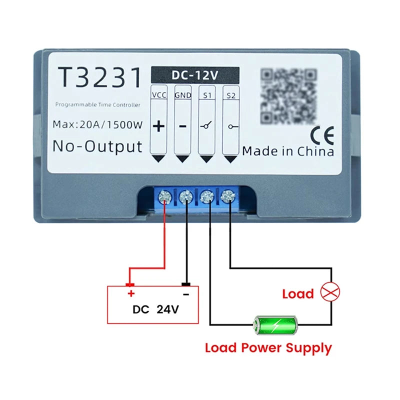 Cyclic Dual-display Timing Relay T3231 DC12V 24V AC110-220V Red Blue Qme
