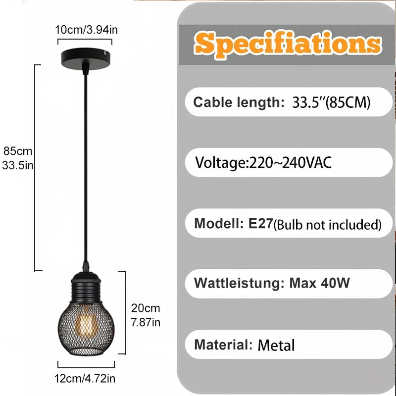 Vintage restaurant pendant light corridor cement column forged iron lampshade LED E27 coffee shop home decoration pendant light Qme black