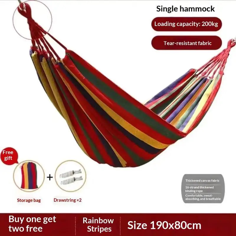 Adult Outdoor Swing Thick Canvas Camping Hammock Easy Carry Store Qme 190 x 80cm Red
