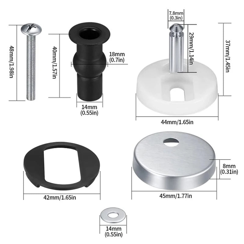 2Pcs Toilet Seat Hinges Top Fix Hinge Pack Mountings Replacement Release Quick Screws For Toilet Bathroom Furniture Accessories. Qme