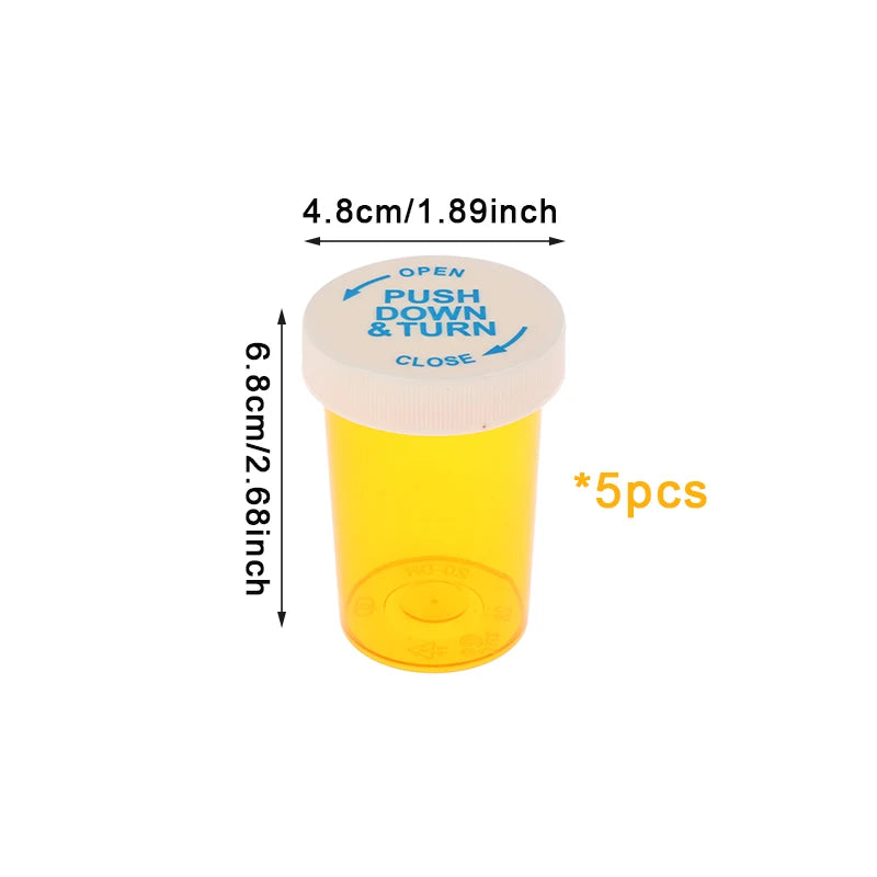 Plastic Medicine Pill Bottles Child Resistant Caps Containers Travel Qme A5