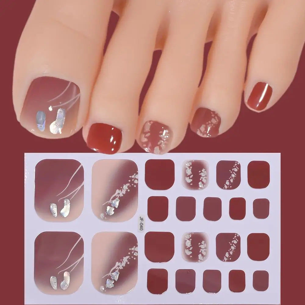 22tips Sheet Glitter Toenail Stickers Glittering Full Wraps Summer Qme J