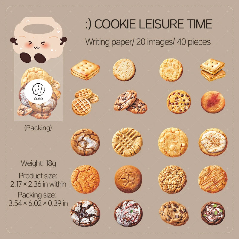 40 Sheets/Bag Food Dessert Baking Theme Stickers No White Border for Journal Scrapbook DIY Phone Case Decoration Qme 4