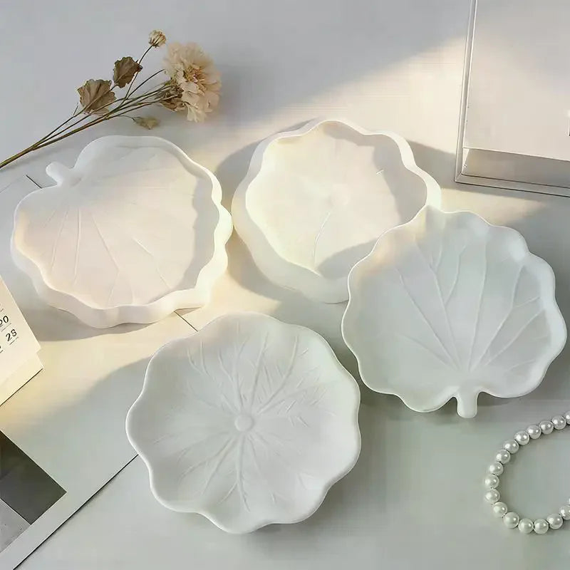 DIY Gypsum Form Leaf Coaster Silicone Mold Geometric Leaves Plaster Epoxy Resin Mould Handmade Storage Tray Desktop Decor Molds Qme