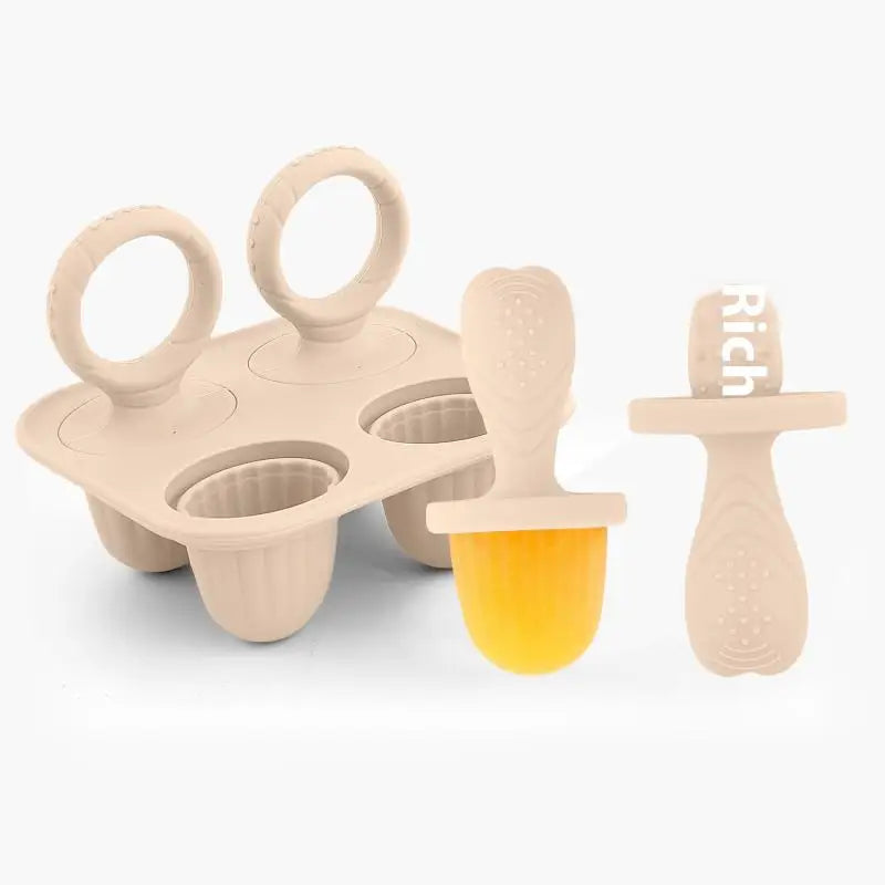 CC11Silicone Ice Cream Breastmilk Popsicle Molds DIY Homemade Mold Qme Beige