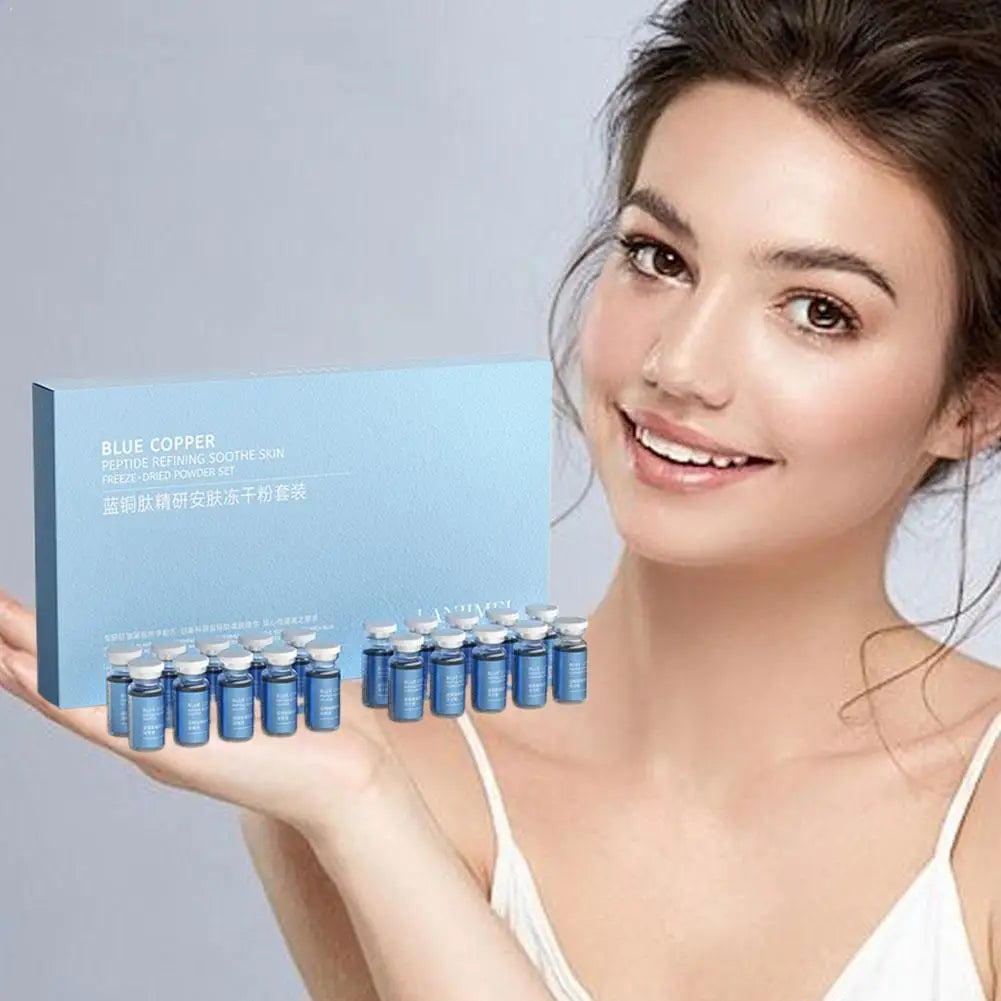 Blue Copper Peptide Face Skin Repair Freeze-dried Powder Set Sensitive Skin Moisturizing Firming Smooth Hyaluronic Acid Essence Qme