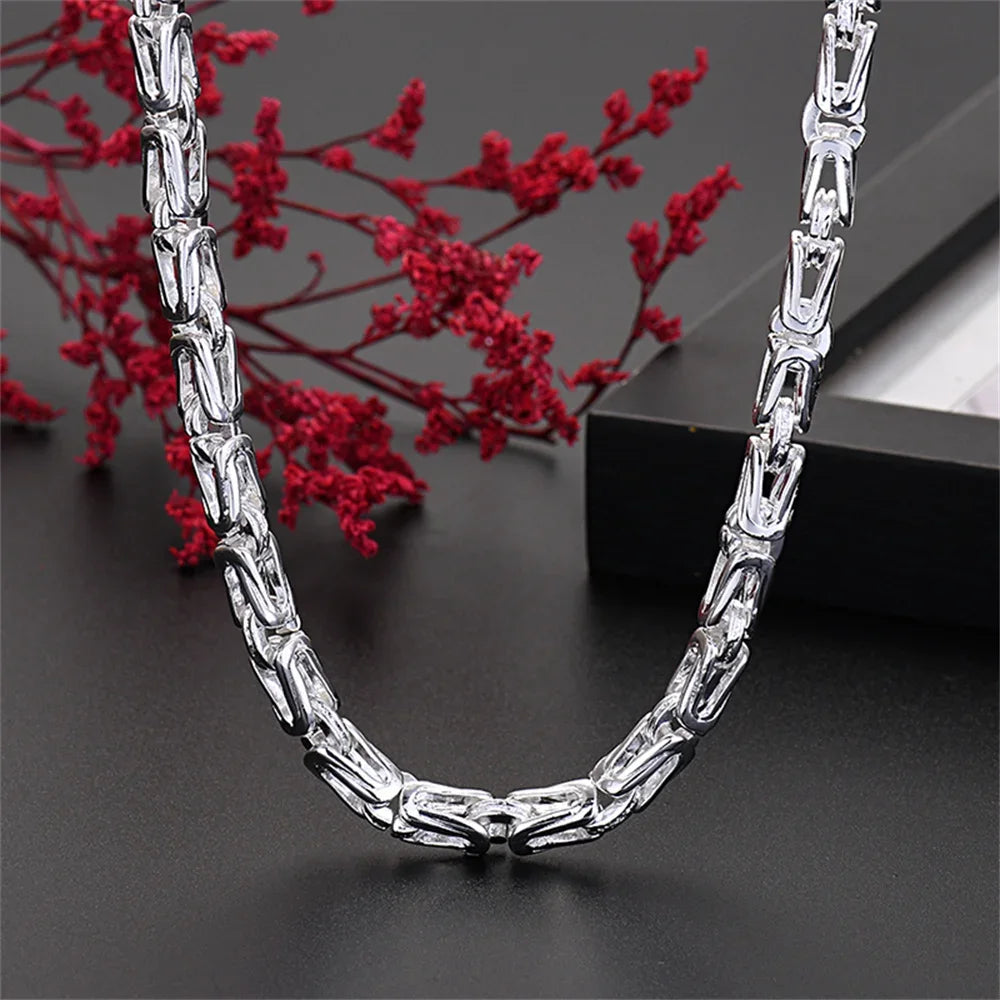 Popular Brands Solid Sterling Silver Lovely Necklace for Men 8MM Chain Round Faucet Dragon 60cm Fashion Jewelry Wedding Gifts Qme