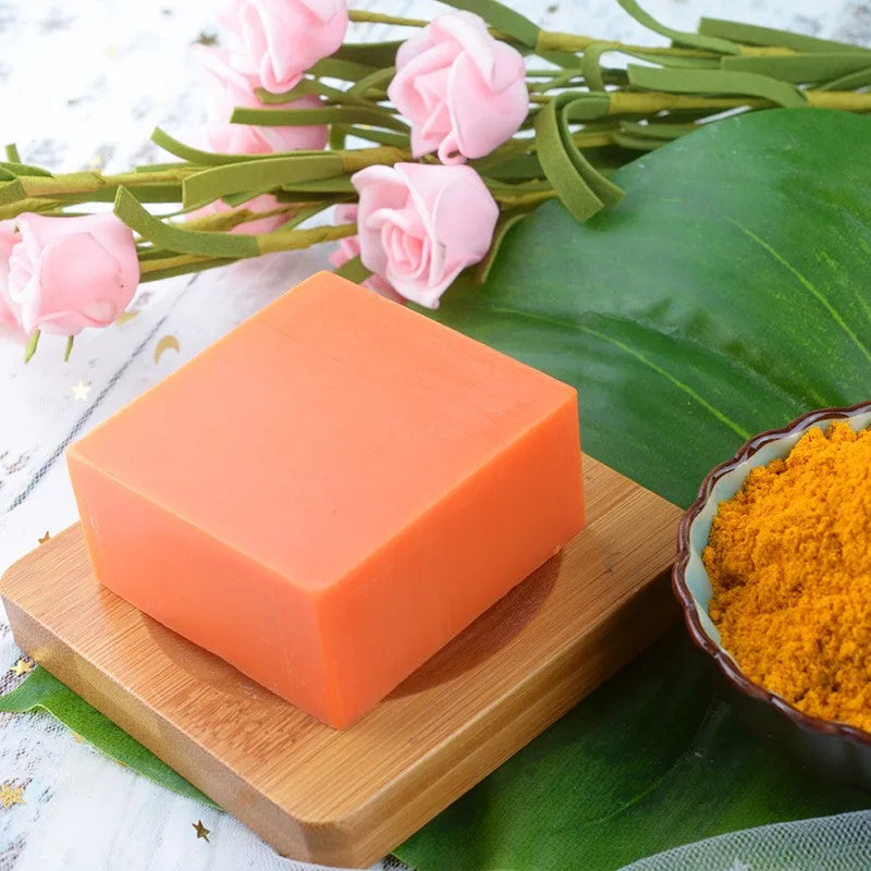 Pure Natural Turmeric Soap Essential Oil Handmade Cleansing Bathing Qme