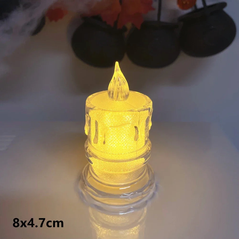 LED Crystal Candle Light Christmas Smokeless Romantic Birthday Candle Mini Transparent Electronic Candle Light Qme 8x4.7cm S