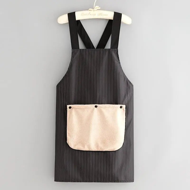 Kitchen Household Cooking Apron Men Women Oil-Proof Waterproof Adult Waist Fashion Coffee Overalls Apron Kitchen Accessories Qme Black