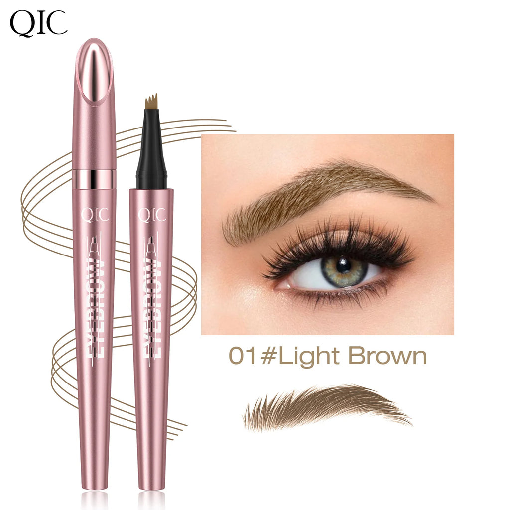 6 Colors 1pc Eyebrow Pen Waterproof 4 Split Tip Eyebrows Pen Eyebrow Tattoo Pen Waterproof Liquid Black Eyebrow Makeup Pencil Qme Q708-1