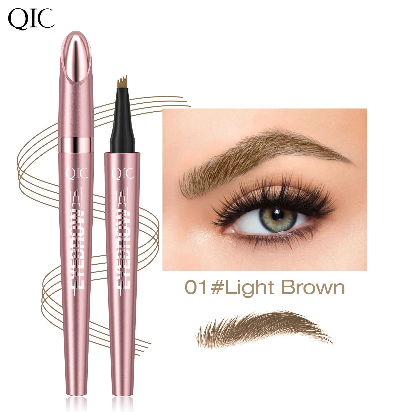 4 Fork Tip Eyebrow Pencil 3D Microblading Waterproof Dark Brown Natural Colour Fine Stroke Magic Eyebrow Pencil 2024 New Ladies Qme Q708-1
