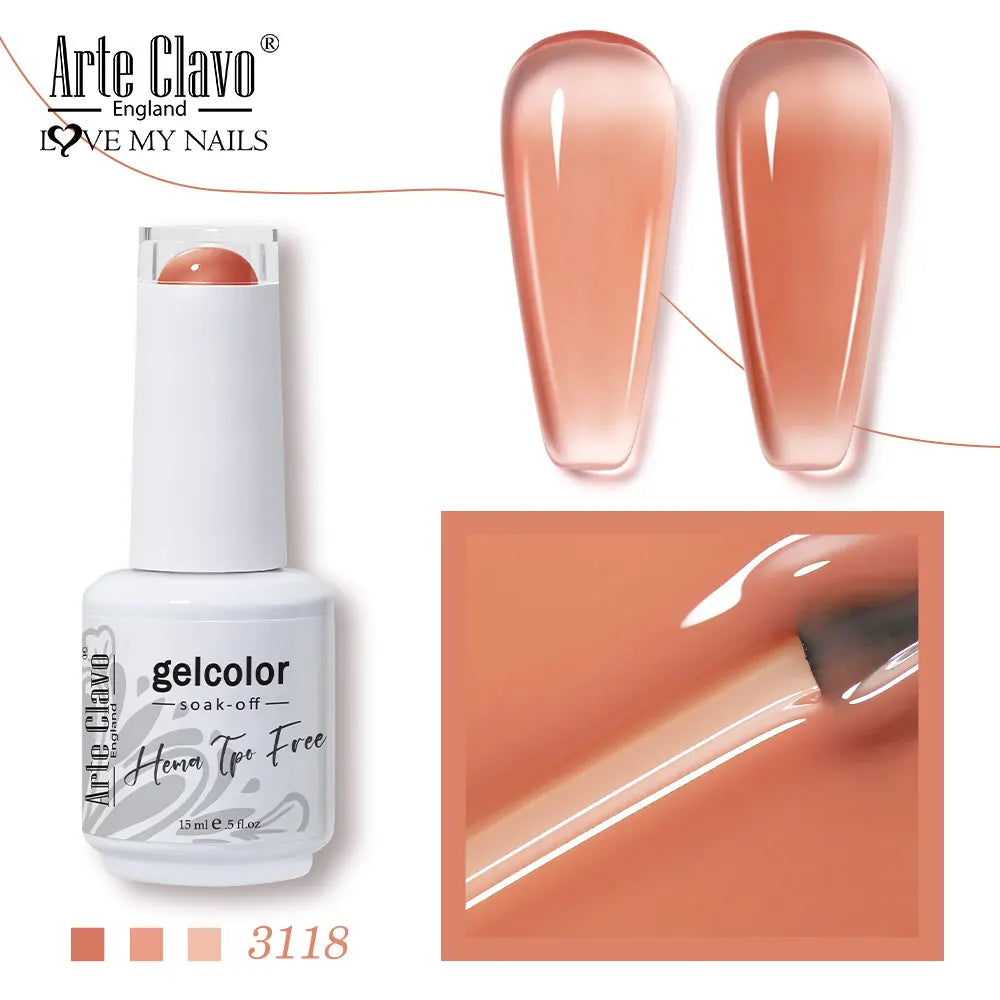 Arte Clavo Jelly Series Semi-transparent Light Pink Peach Gel Nail Qme 3118