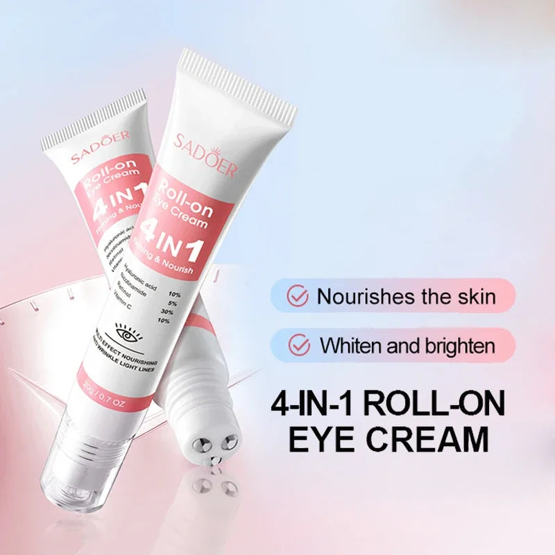 SADOER 4in1 Roll-on Moisturizing Eye Cream Anti Dark Circles Eyes Bags Firming Moisturizing Eye Serum Skin Care for Beauty Eyes Qme