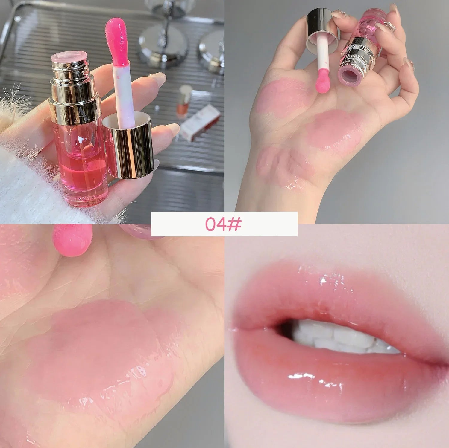 Strawberry Jelly Lip Oil Glossy Tint Glaze Lipstick Moisturize Liquid Fruit Jam Lip Beauty Treatment Transparent Hydrating Balm Qme 04