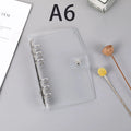 Transparent PVC Binder Clip File Folder A5/A6 Loose Leaf 6 Ring Binder Planner School Office Supplies Qme A6