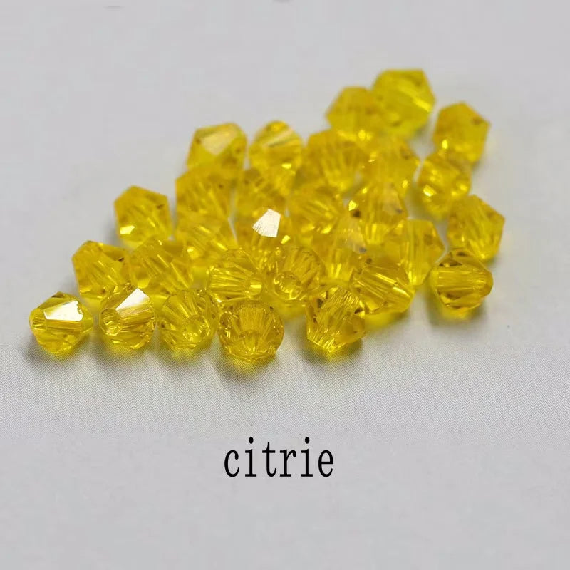 4mm Crystal Bicone Beads 100PCS Faceted Glass Beads Rainbow Loose Craft Beads for Bracelet Necklace Earring Keychain Making DIY Qme citrie