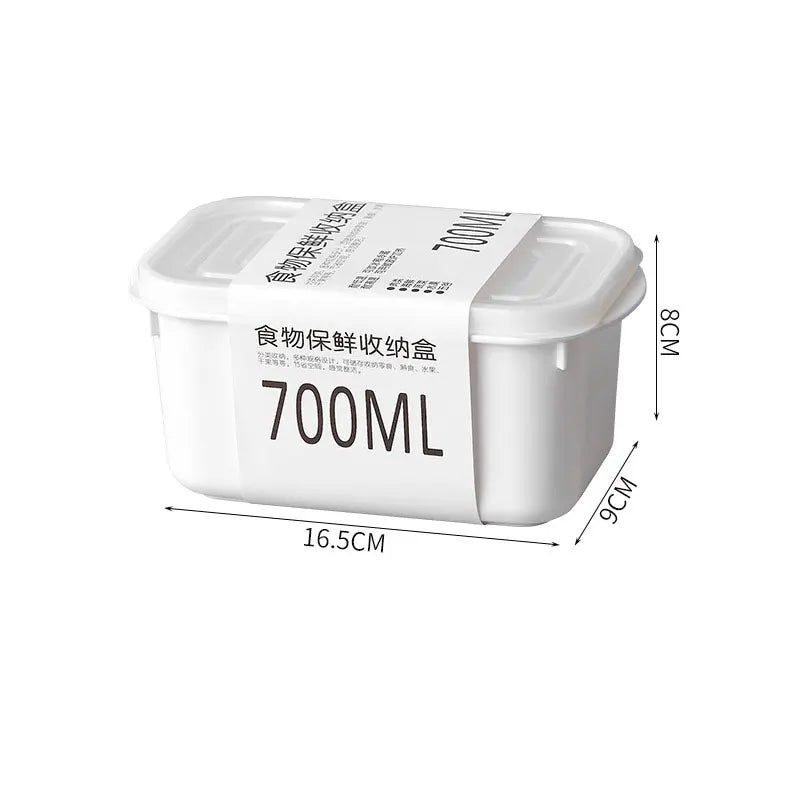 Kitchen Sealed Fresh Storage Containers 4 White Food Box Refrigerator Qme 700ml
