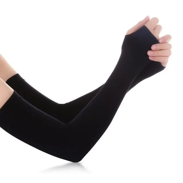 Arm Sleeves Warmers Sports Sleeve Sun UV Protection Hand Cover Cooling Warmer Running Fishing Cycling Ski Qme Black