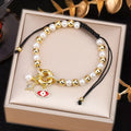 Black Rope Braided Pearl Evil Eye Copper Bead Chain Bracelet Personalized For Man Woman Birthday Holiday Jewelry Prayer Gift Qme K