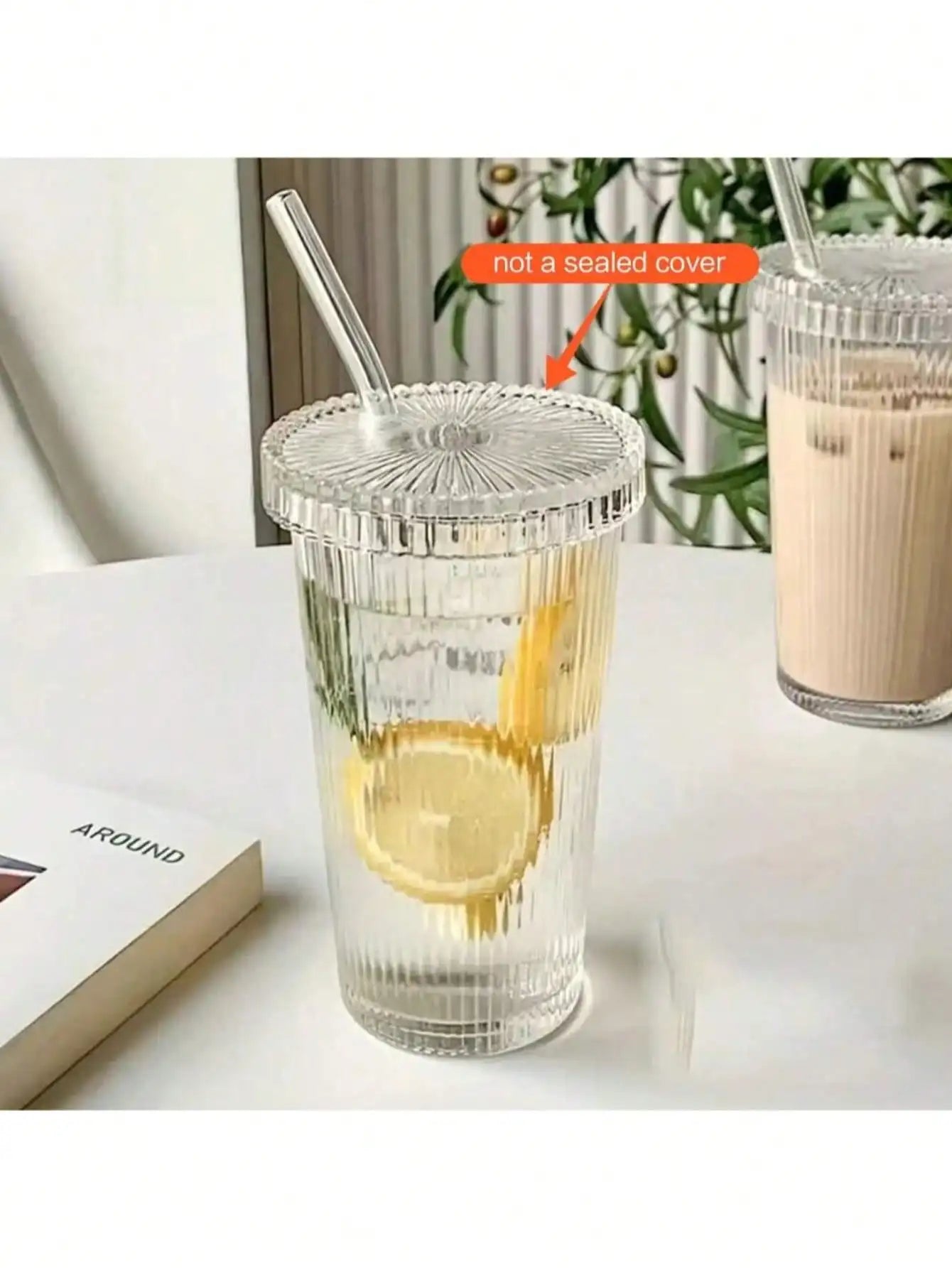Striped Pattern Water Cup High-value Cold Drink Iced Coffee Simple Qme
