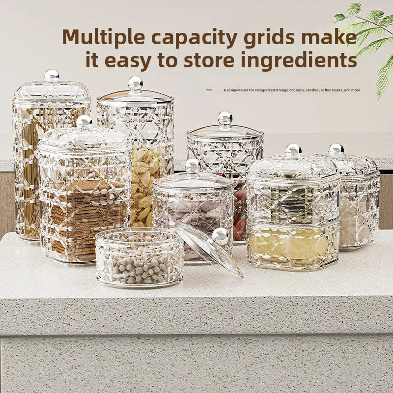 2-Piece Airtight Food Storage Containers for Kitchen Cereal Nuts Spices Grains Dried Fruit Plastic Sealed Canisters with Lids Qme