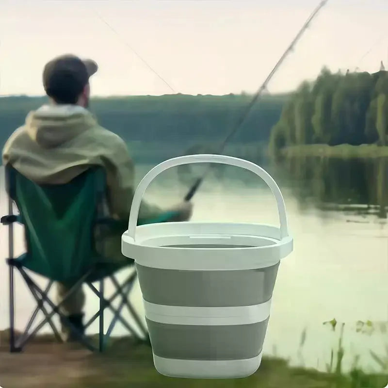 Foldable Water Bucket Essential Fishing Camping Travel Collapsible Qme