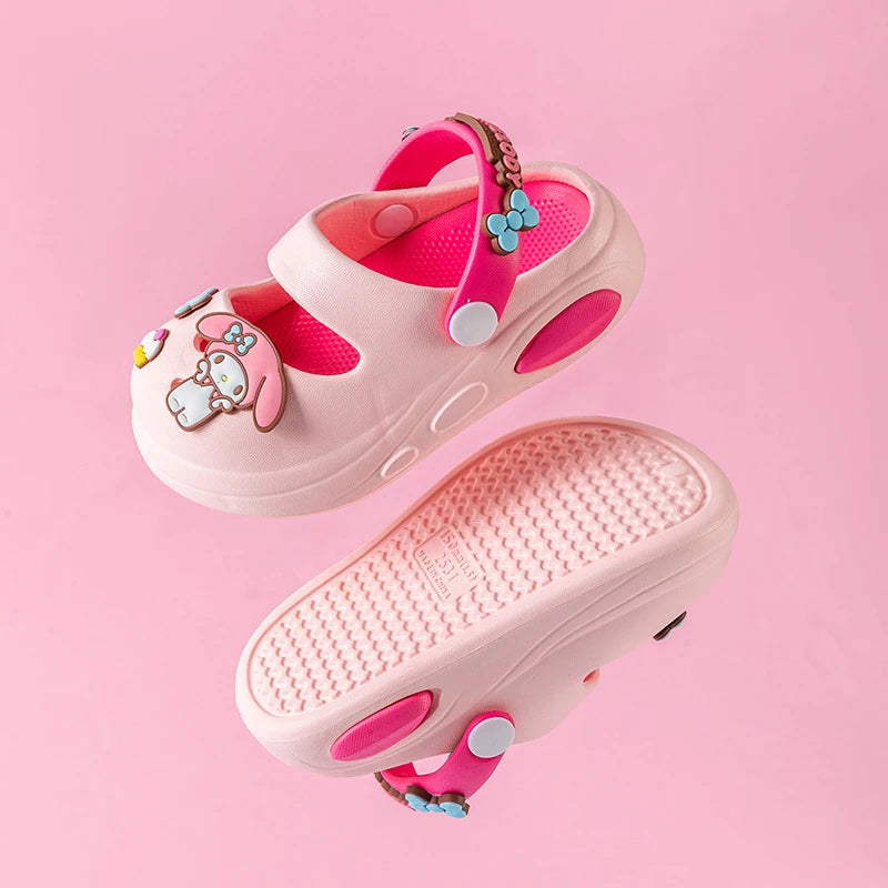 Hello Kitty Kuromi Cartoon Hole-Patterned Shoes Cute, Non-Slip Slippers for Students Beach and Outdoor Sandals Qme
