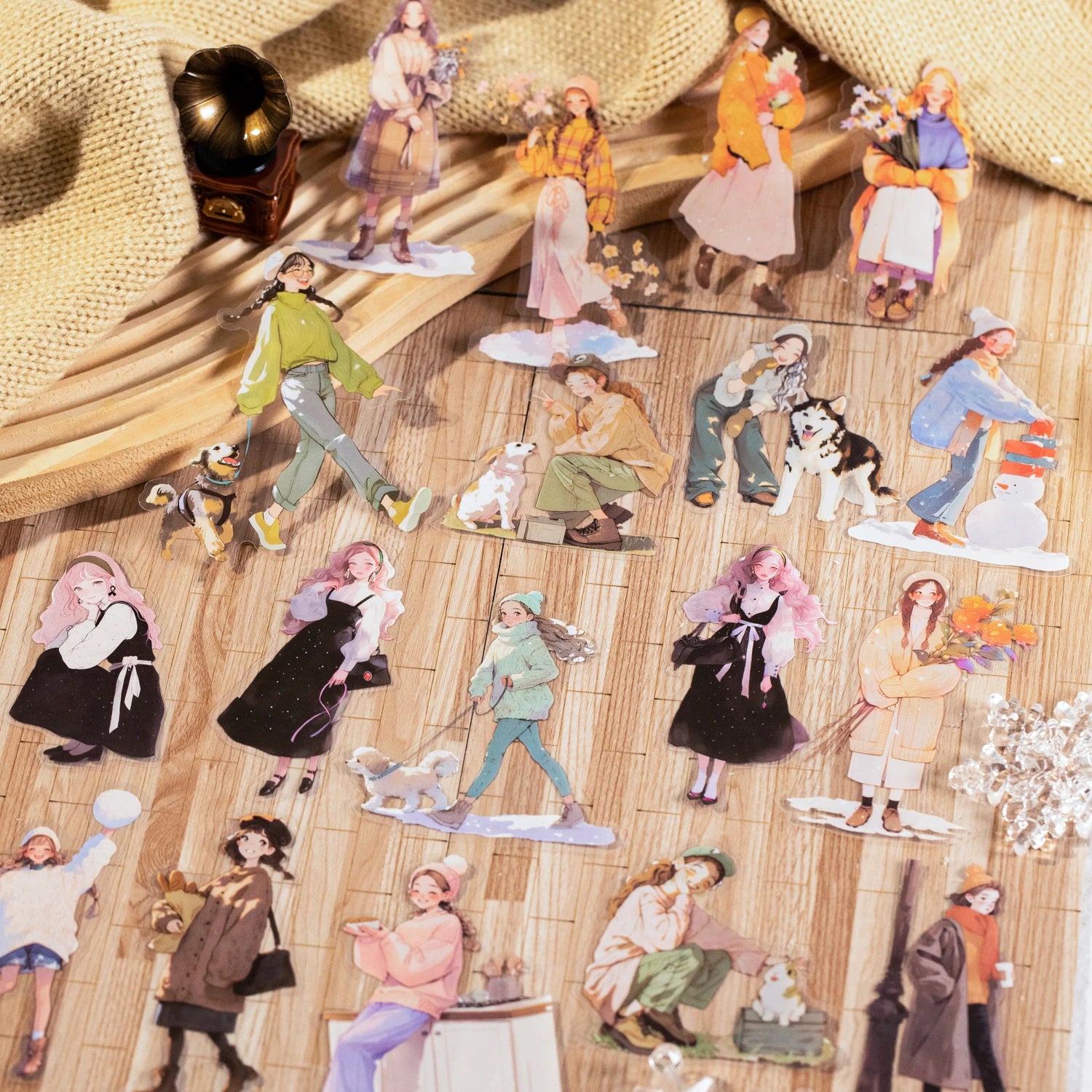 20 Sheets Winter Fashion Theme PET Stickers for DIY Scrapbook Collage Guitar Phone Case Notebook Decoration Supplies Qme