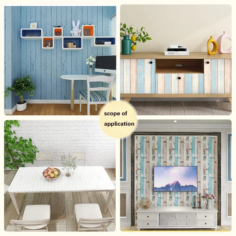 Waterproof Wood Vinyl Wallpaper Self Adhesive Wallpapers Doors Qme