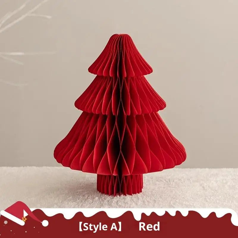 Christmas Tree Ornament 3D Honeycomb Ball Folding Paper Xmas Tree Desktop Hanging Xmas Decor Qme A1