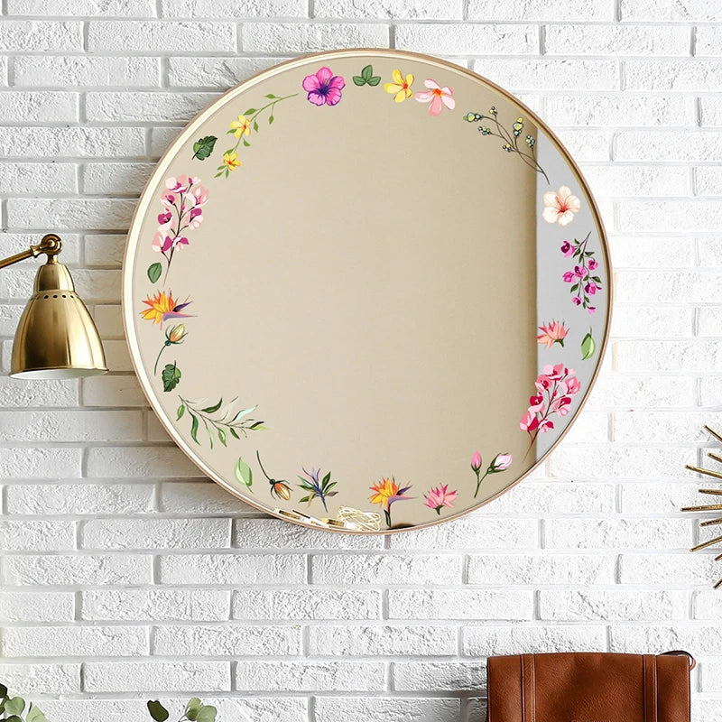 Floral Mirror Stickers Flower Wall Decals Peel Stick Room Aesthetic Qme