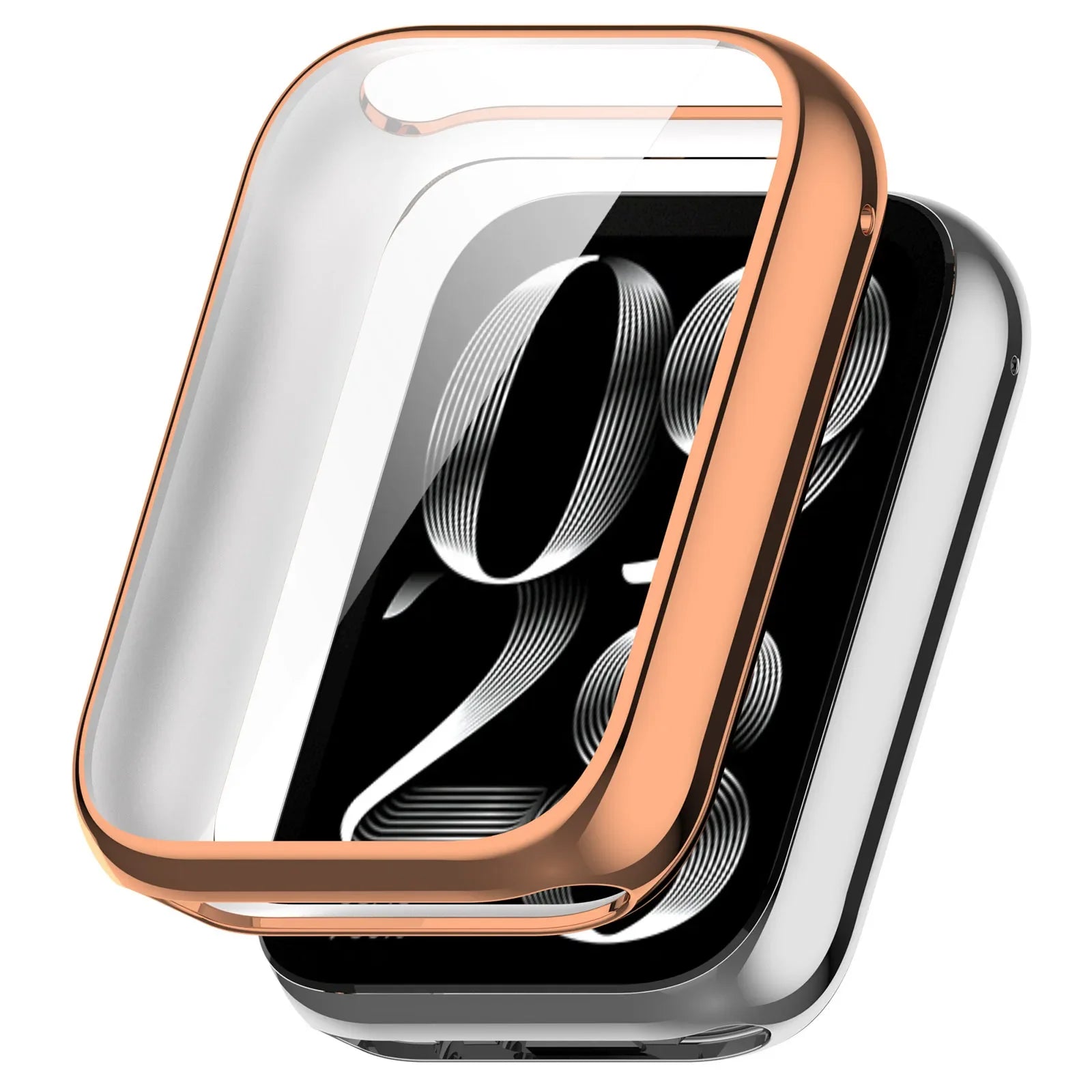 Plating TPU Case for Xiaomi Band 8 Pro 7 Pro Smart Band Full Cover Tempered Glass Screen Protector for Xiaomi Band 8 Pro Case Qme Gold For Mi Band 8Pro