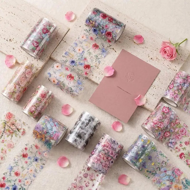 Flower Nail Transfer Foil Rose Floral Art Sticker Paper DIY Manicure Qme