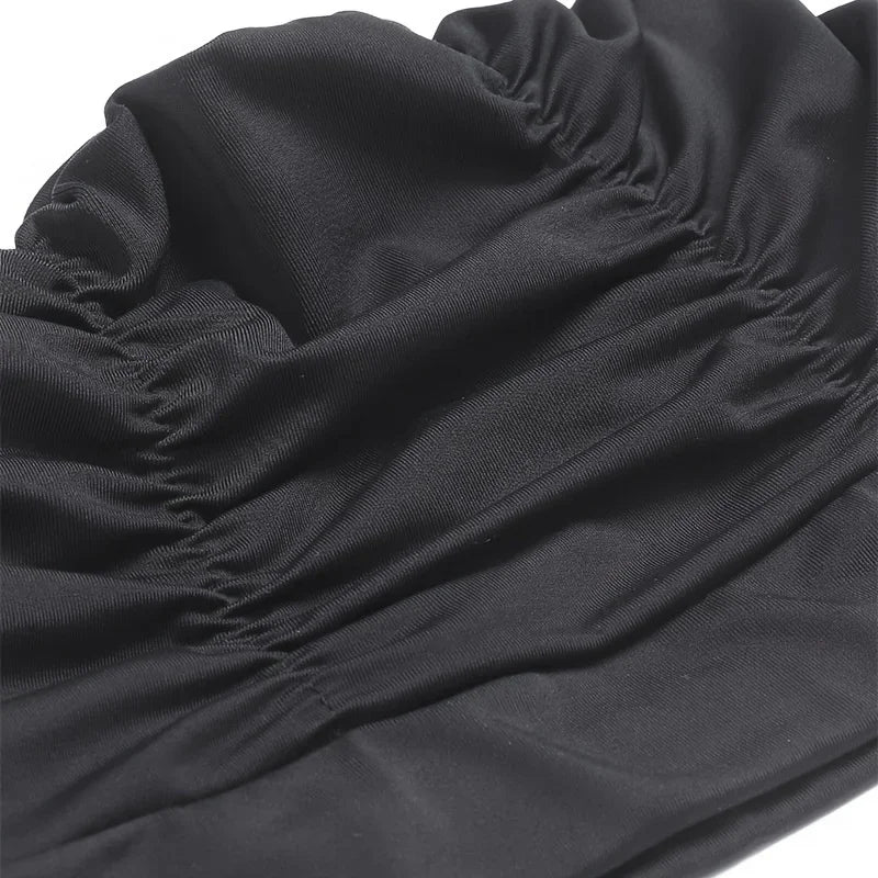 1pc Swimming Cap, Long Hair Swimming Ear Protection, Elastic Wrinkles, Do Not Strangle The Head, Ladies Swimming Cap Qme