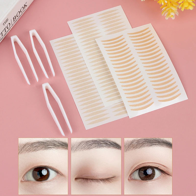 Invisible Lace Mesh Double Eyelid Tape Adhesive Stick Tweezer Eye Qme