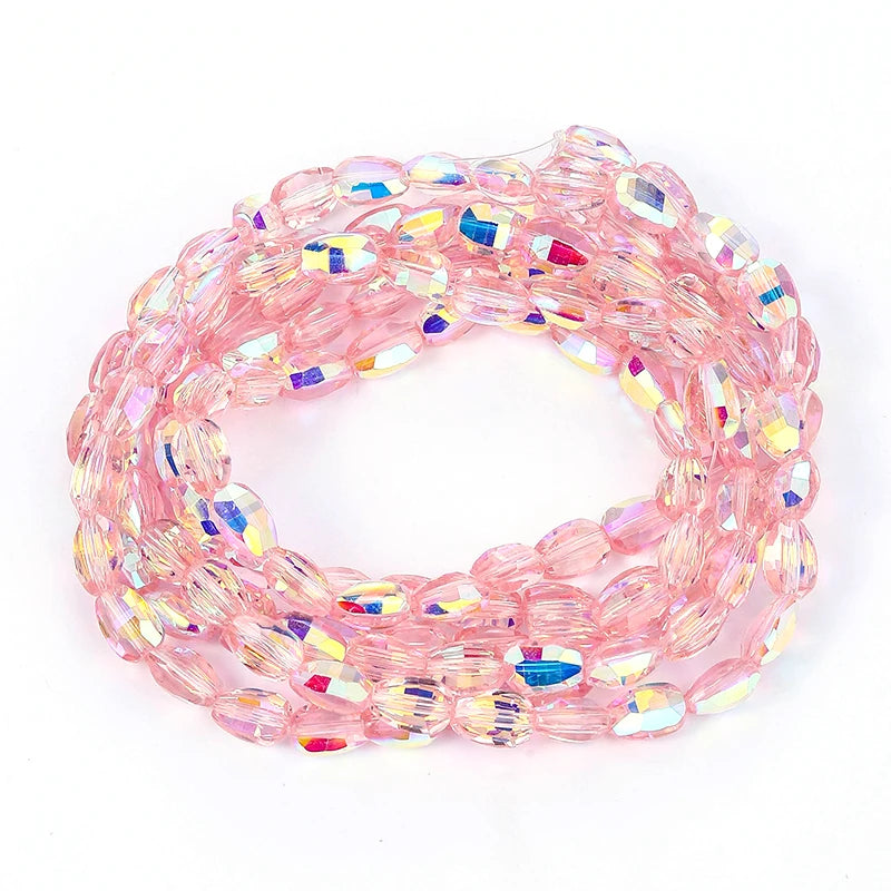 10 Colors 6x8mm Faceted Glass Beads Loose Craft Spacer Beads for DIY Jewelry Bracelet Necklace Earring Keychain Making Crafts Qme Color 10 6x8mm-70pcs