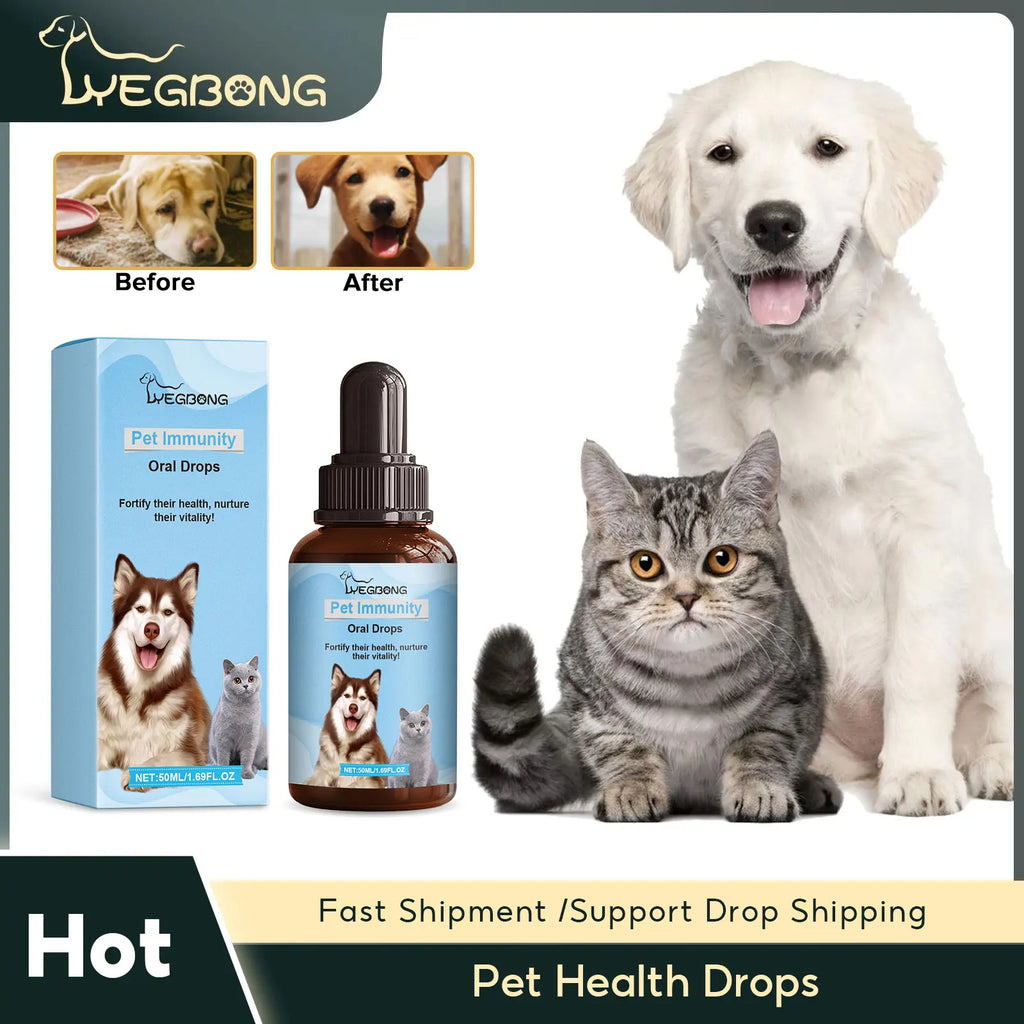 Yegbong Pet Health Drops Cats Dogs Balanced Nutrition Enhance Puppy Kitten Disease Immunity Multi Vitamin Pet Health Supplements Qme Default Title