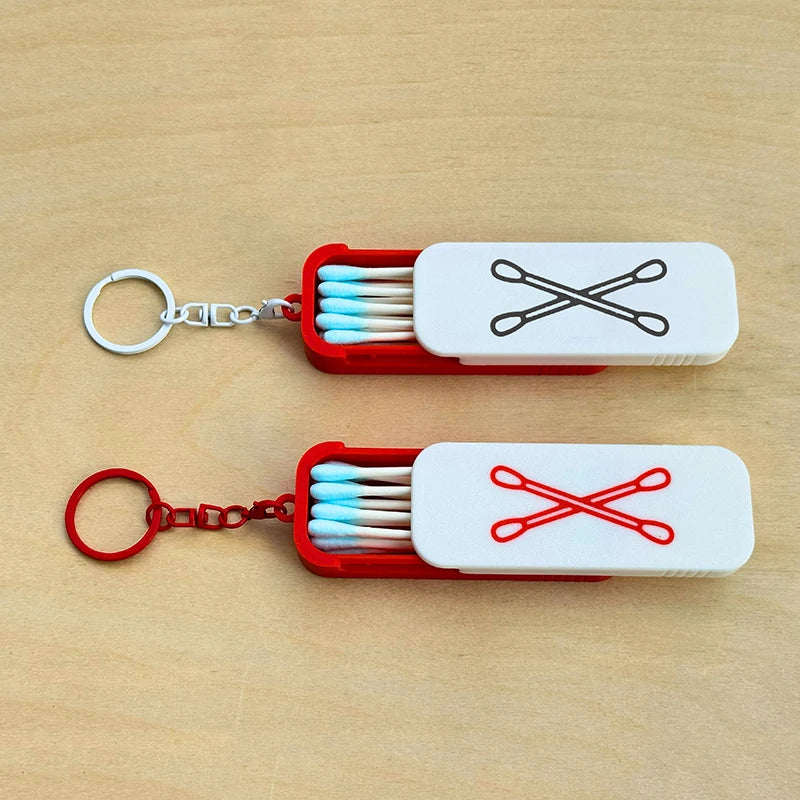 Keychain Portable Swab Case Travel Daily Use Dust-proof Keeps Clean Qme