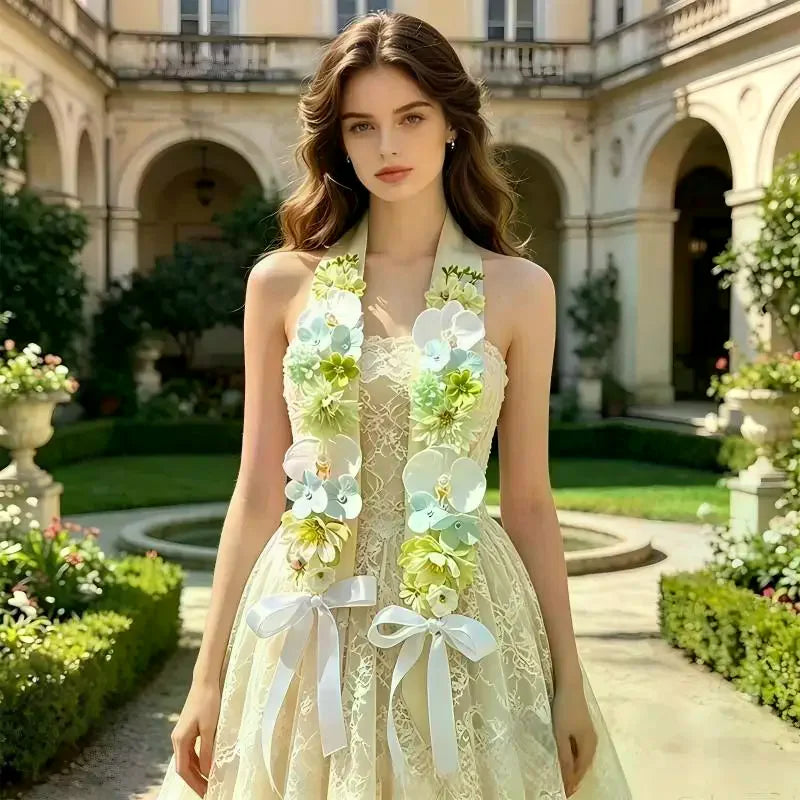 Handmade Satin Flower Shawl Student Graduation Sash, Artificial Flowers Graduation Bouquet Graduation Gift For Wedding Birthday Qme