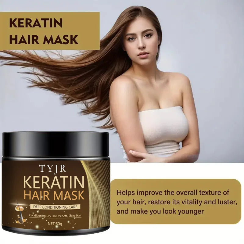 Keratine Magic Hair Mask Protein Straightening Repair Cream for Dry, Frizzy, Damaged Hair Professional Smoothing, Shining, and Deeply Moisturizing Care 60G/30G Qme