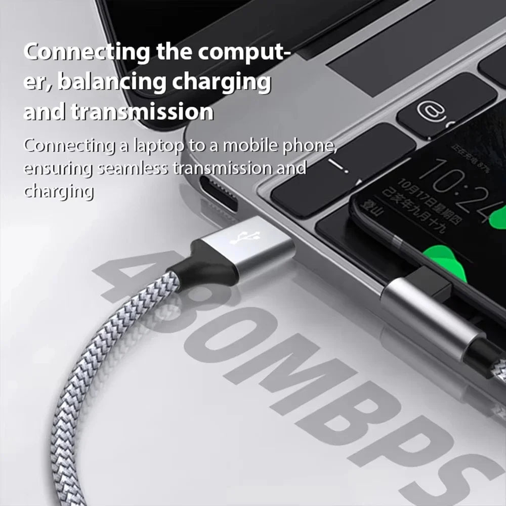8/5/3/2/1m 60W 6A USB-A To TYPE-C Elbow Cord Fast Charging Cable USB PD Universal Extended Data Line For Samsung Huawei Xiaomi Qme
