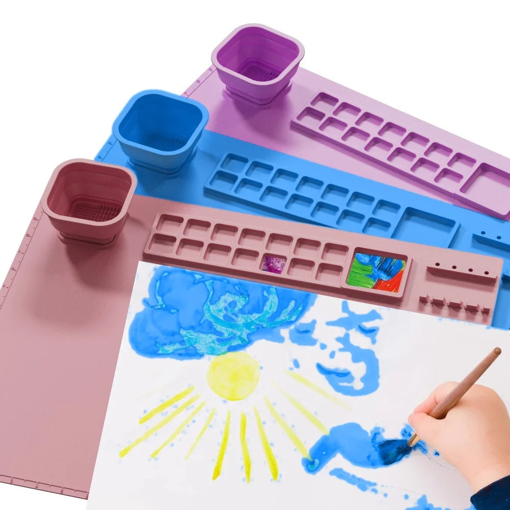 1PCS Silicone Painting Pad Brush Holder Silicone Art Painting Palette Washable Graffiti Mat Birthday Gift Oil Paint Pad Qme
