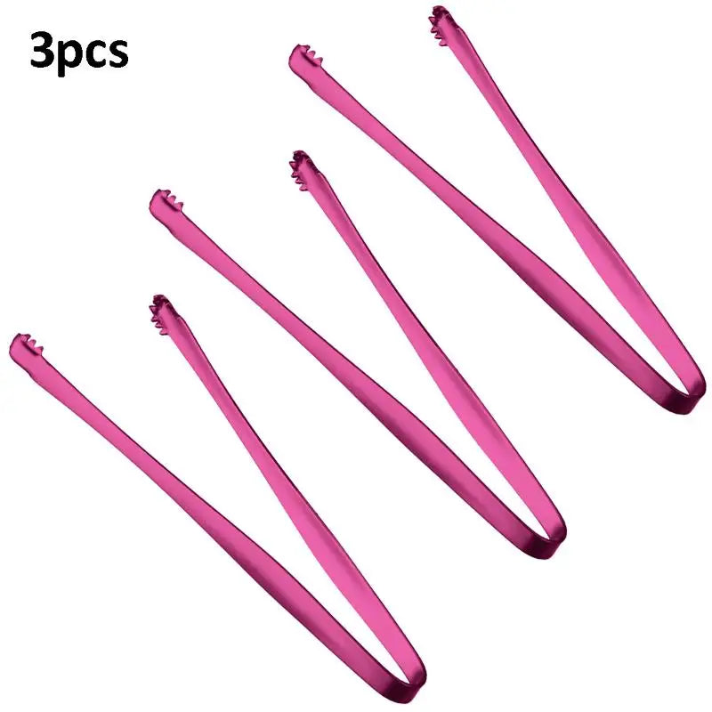 3pcs Stainless Steel Ice Clamp Thick Anti Slip Ice Clip Fruit Coffee Cube Sugar Clip Toothed Food Clip Kitchen Accessories Qme 3pcs Purple