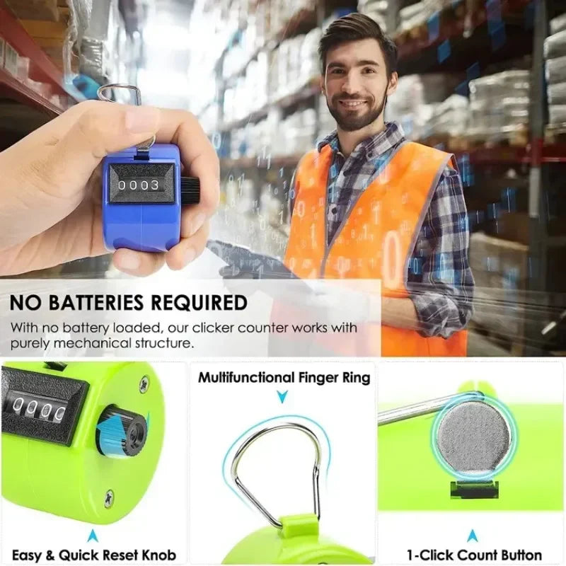 Handheld 4 Digital Tally Counter Mechanical Manual Palm Clicker Number Count Assorted Tally Counter Number Count Qme