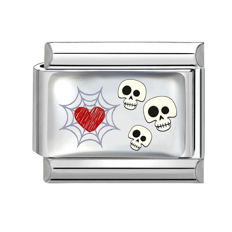 New 2026 Design Halloween Cherry Bow Pumpkins Ghost Italian Charm Links Fit 9MM Stainless Steel Bracelet Jewelry DIY Making Gift Qme S 1