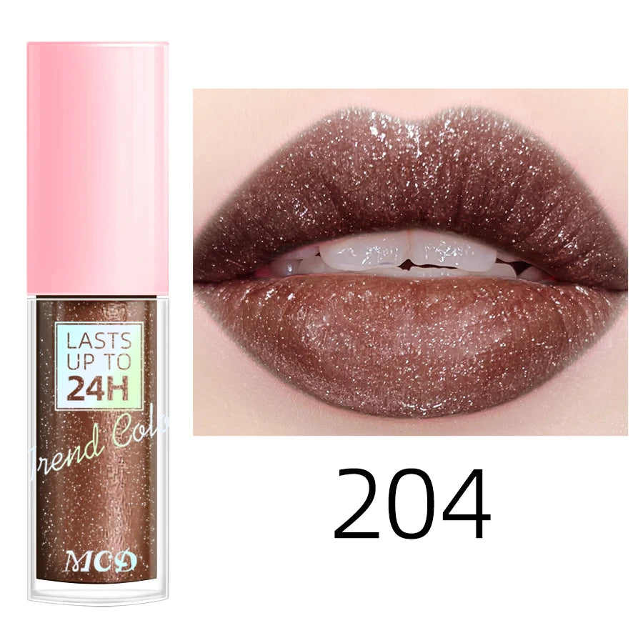 18 Colors Glitter Lip Glaze Long Lasting Gloss Waterproof Liquid Qme 204