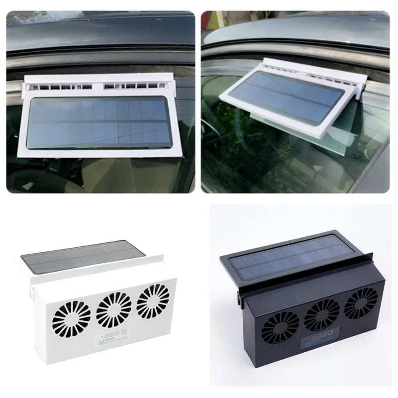Upgrade USB Charging Solar Powered Fan Car Cooler Front/Rear Window Radiator Exhaust Fan Auto Air Vent Fan Ventilation Radiator Qme