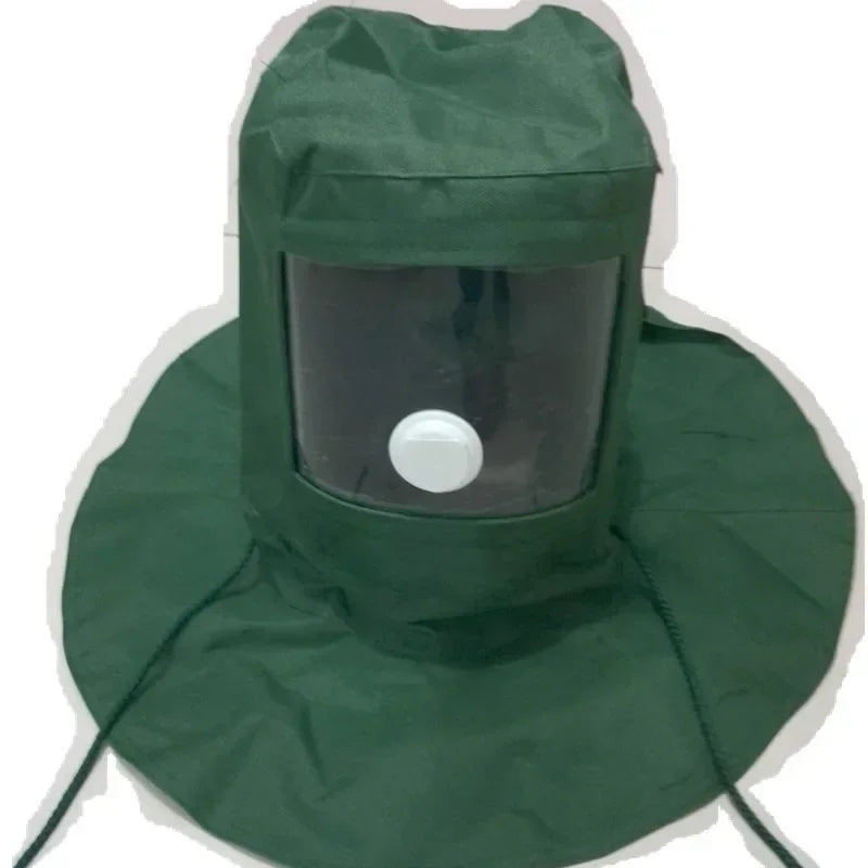 Industrial Labor Work Protection Canvas Sand Blasting Hood Anti Wind Anti Impact Mild Blasting Polishing Protective Helmet Qme green