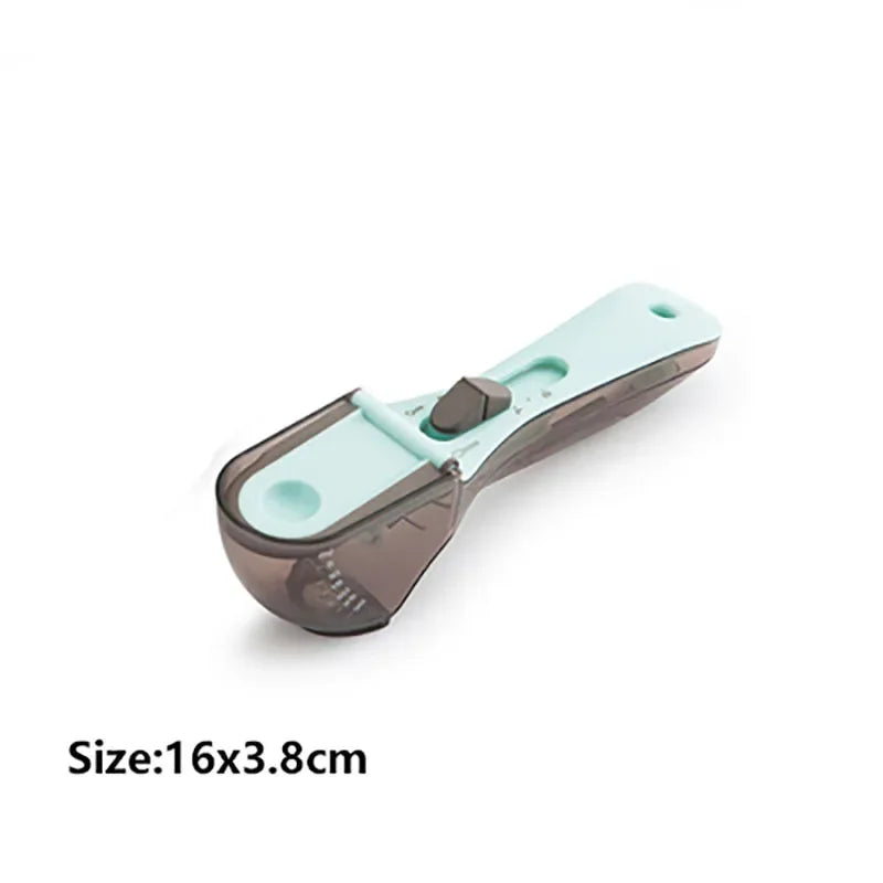 Kitchen Adjustable Measuring Cups and Spoons Plastic Scoop with Magnetic / for Dry and Liquid Ingredient Kitchen Tools Qme Blue-S